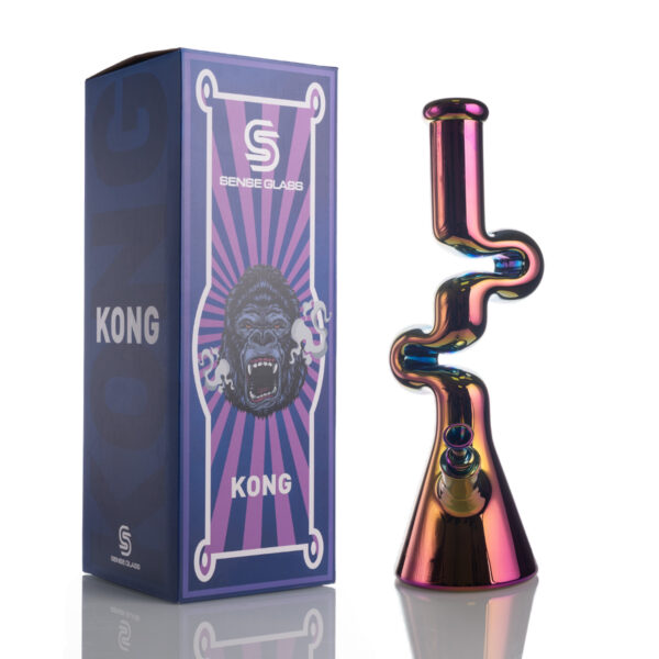 Swirl-Neck Plated Glass Bong - Image 11