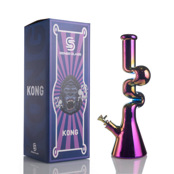 Swirl-Neck Plated Glass Bong - Image 12