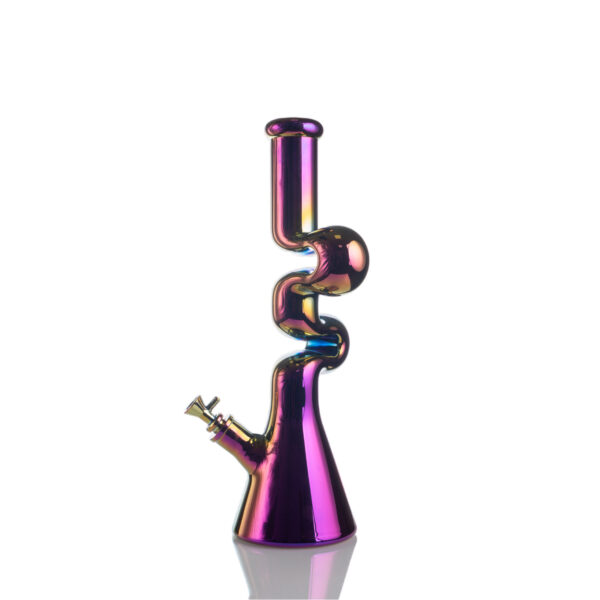 Swirl-Neck Plated Glass Bong - Image 16