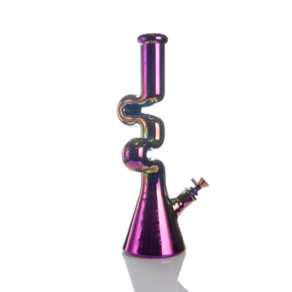 Swirl-Neck Plated Glass Bong - Image 14
