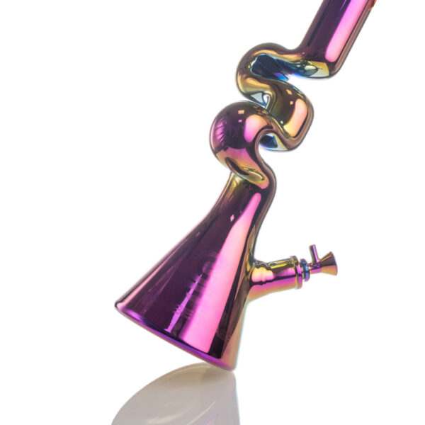 Swirl-Neck Plated Glass Bong - Image 15