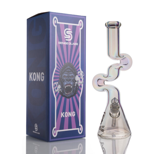 Swirl-Neck Plated Glass Bong - Image 17