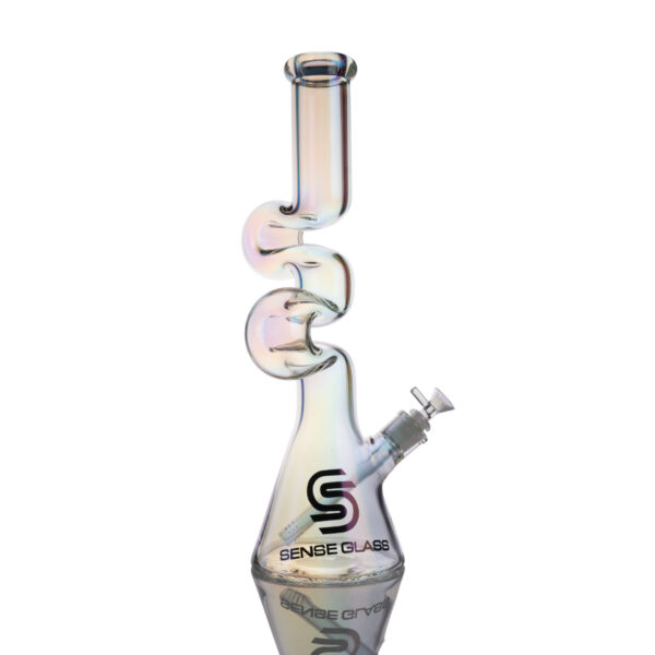 Swirl-Neck Plated Glass Bong - Image 18
